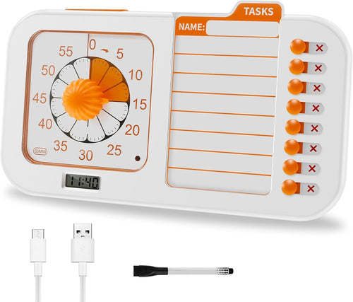 3 in 1 Visual ADHD Timer for Kids & Adults with Planning Board, Task Timer, Chore Chart & Erasable Pen, Visual Schedule Planner for Classroom, Homeschool Supplies, Home, School