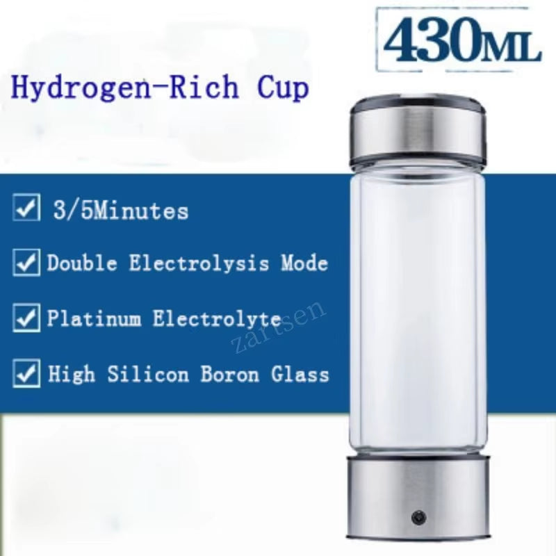 Rechargeable Hydrogen Rich Water Generator Electrolysis Energy Antioxidant ORP H2 Water Ionizer anti Aging Healthy Bottle