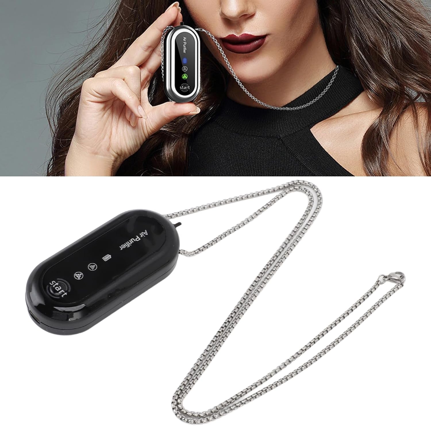 Personal Air Purifier, Portable Negative Ion Air Generator Necklace with 2 Modes, Wearable Silent Air Purifier Rechargeable for Outdoor Travel Sports Home Party