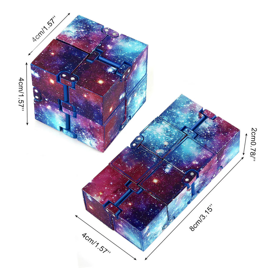 Galaxy Space Infinity Cube Fidget Cube Toy Magic Puzzle Flip Cube Fidget Finger Toys Anxiety Relief for Adults Kids ADHD Stress