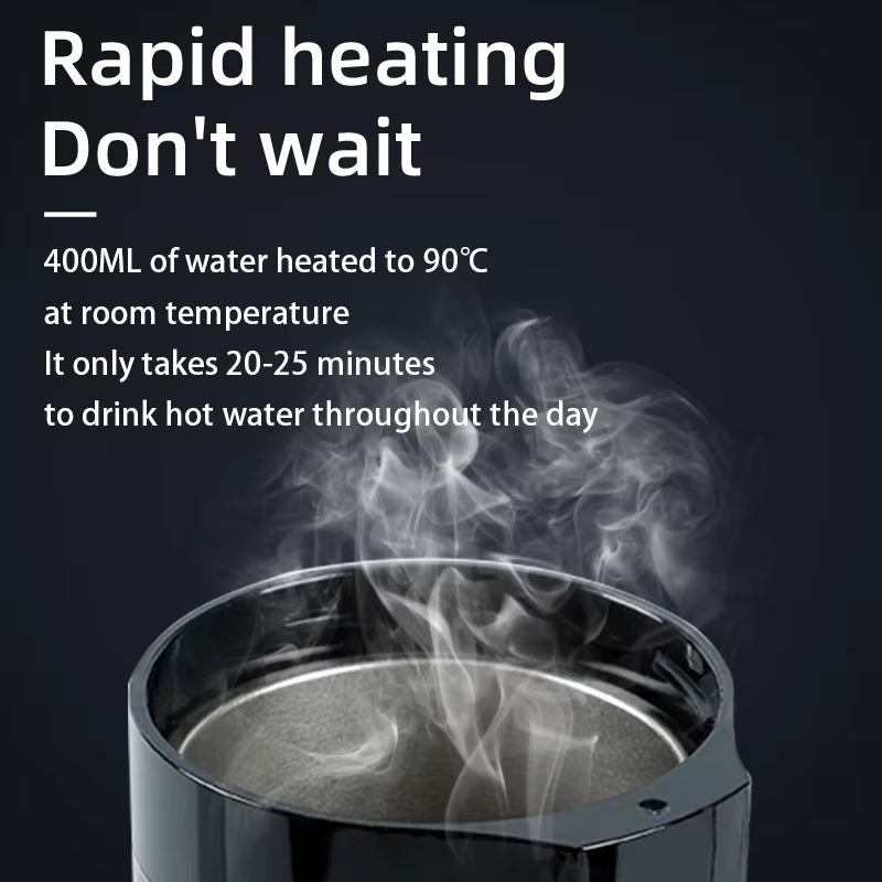 E-ACE 12V Portable Car Heating Cup 400Ml Stainless Steel Touch Screen Digital Display Water Warmer Bottle Thermos Cup Car Kettle