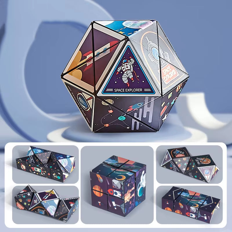 Shape Shifting Box Geometric Changeable Magnetic Magic Cube 3D Decompression Hand Flip Puzzle Kids Reliever Fidget Toy