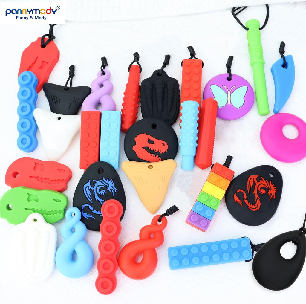 Sensory Chew Necklaces, Chewable Jewellery for Boys and Girls, Silicone Cross Teether Chewy Sticks ADHD Autism Chewing Toys Set for Kids Oral Sensory Motor Aids(Purple)