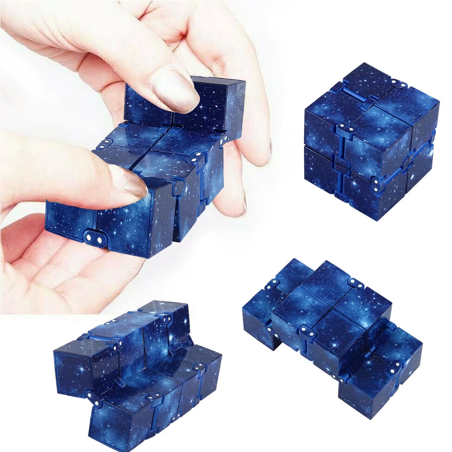 Galaxy Space Infinity Cube Fidget Cube Toy Magic Puzzle Flip Cube Fidget Finger Toys Anxiety Relief for Adults Kids ADHD Stress