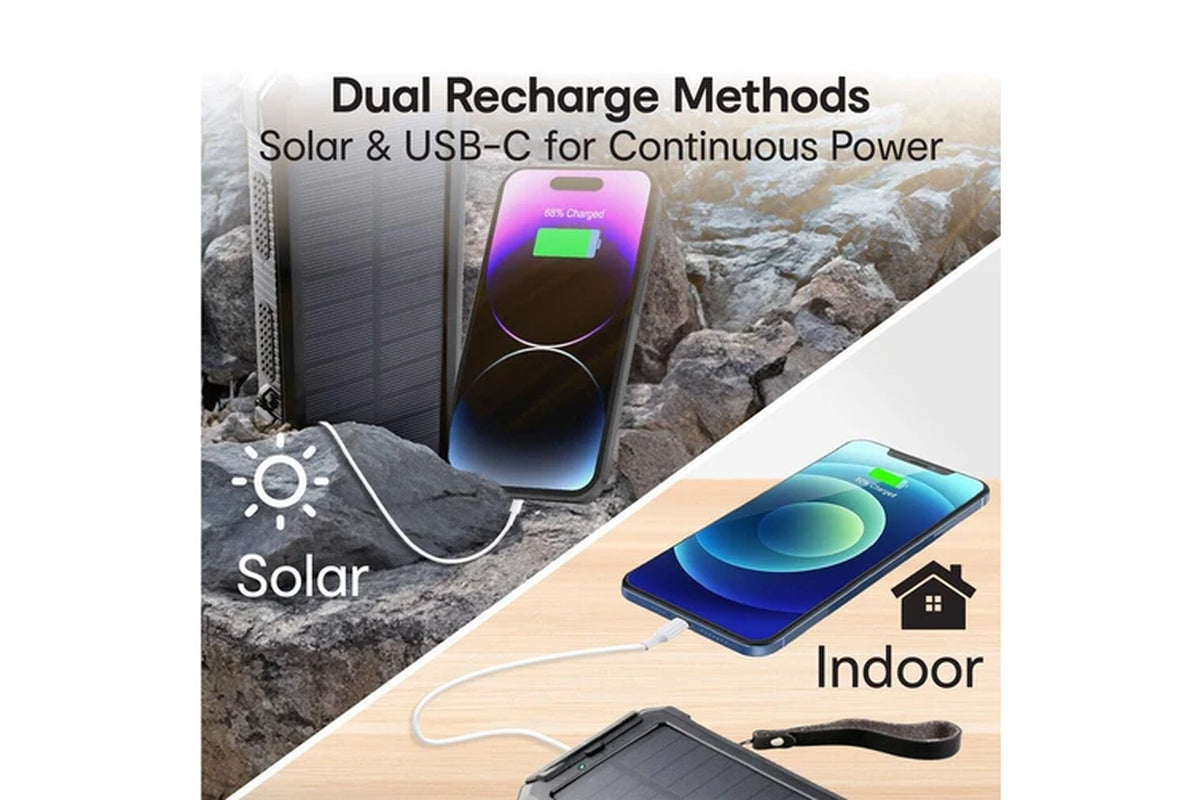NRG Vault IP54 Solar Powerbank 20000Mah Durable Waterproof Camping/Hiking