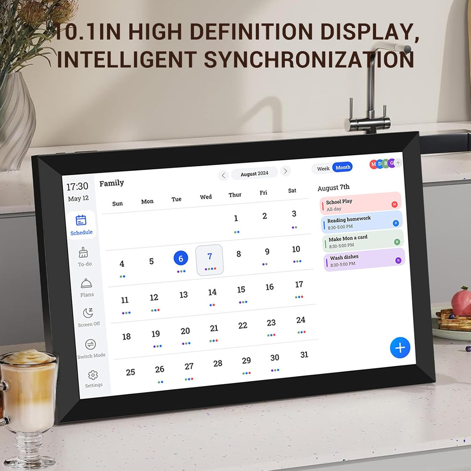 10.1 Inch Desk Planner Digital Calendar, Smart Touchscreen Interactive Display and Chore Chart