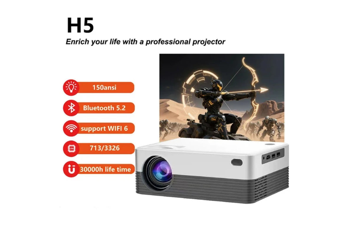 H5 4K HD Projector Android 11.0 Wi-Fi 6 5G Dual-Band Supports HDMI and Usb(Black)