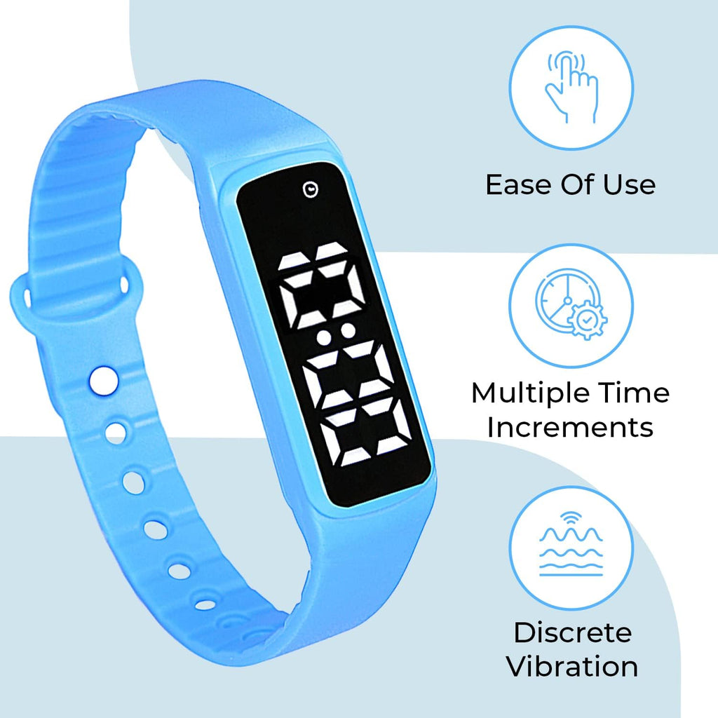 Sensory Wrist Timer for Kids, Teachers, Students, Simple Reminder Watch with Silent Alarm Clock Wristband, Classroom Countdown (Blue)