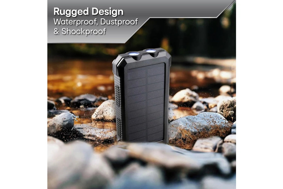 NRG Vault IP54 Solar Powerbank 20000Mah Durable Waterproof Camping/Hiking