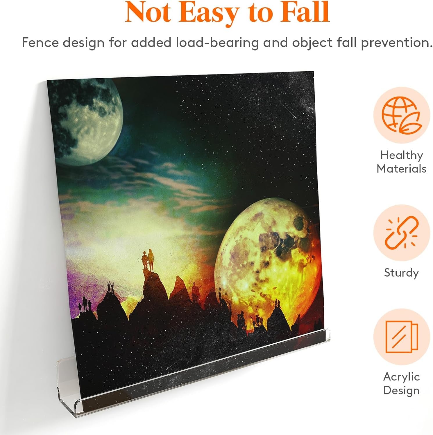 Vinyl Record Storage, 6 Pack Floating Shelves, 12" Clear Record Wall Mount, Acrylic Shelf Room Decor for Book/Photo/Picture Display in Bedroom, Living Room, Bathroom Storage and Organization