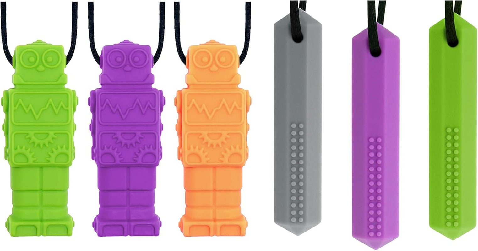 Sensory Chew Necklaces, Chewable Jewellery for Boys and Girls, Silicone Cross Teether Chewy Sticks ADHD Autism Chewing Toys Set for Kids Oral Sensory Motor Aids(Purple)