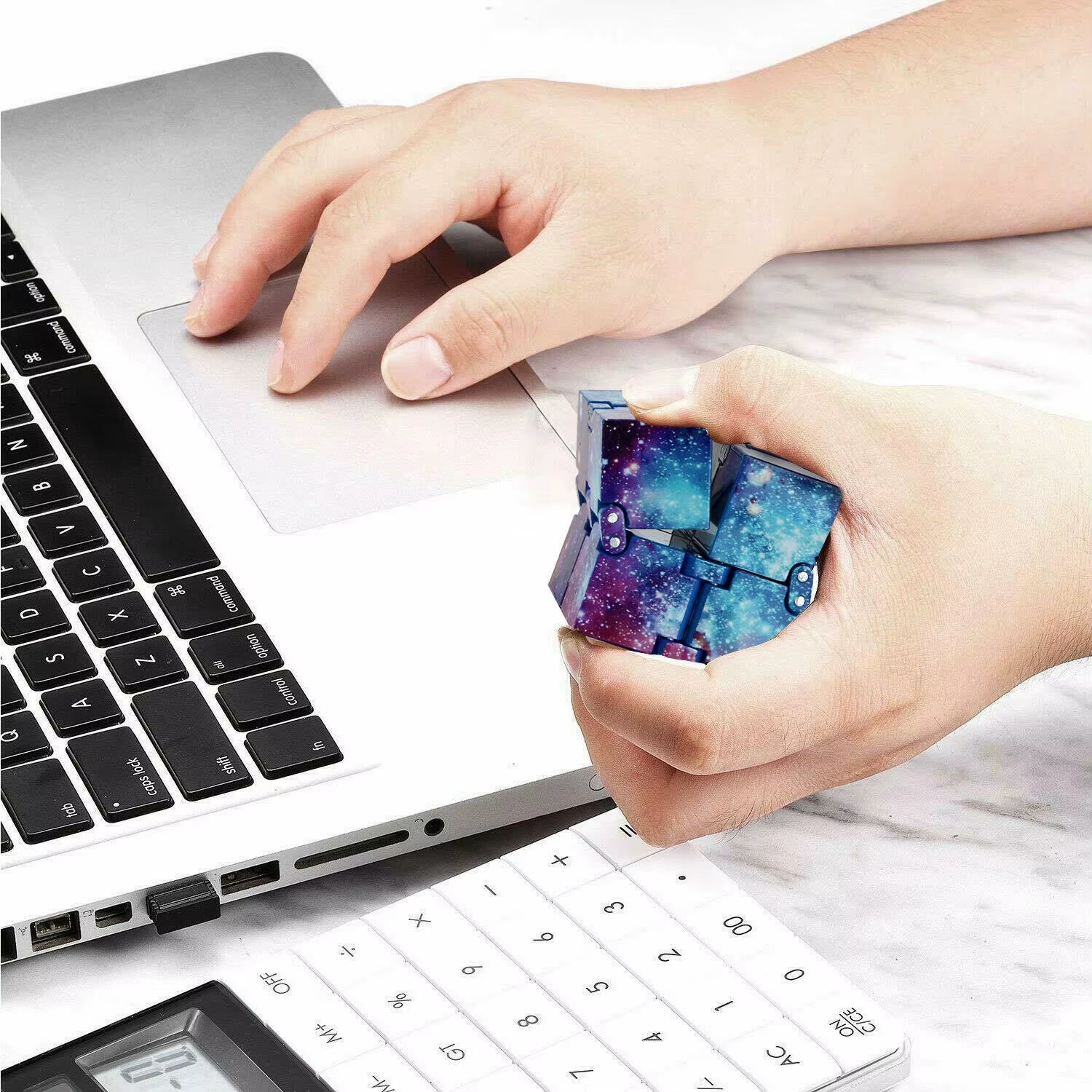 Galaxy Space Infinity Cube Fidget Cube Toy Magic Puzzle Flip Cube Fidget Finger Toys Anxiety Relief for Adults Kids ADHD Stress