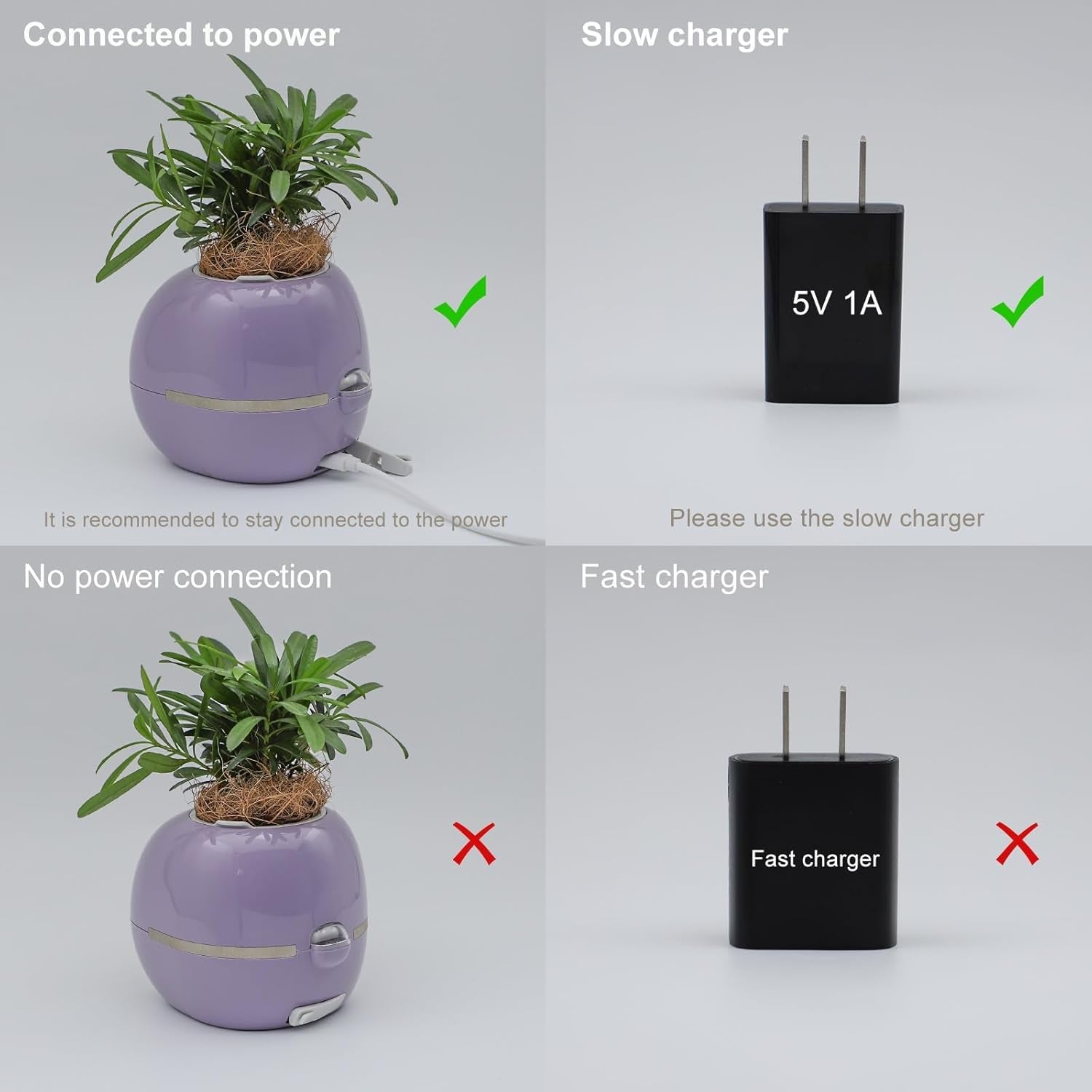 Smart Flowerpot with AI Planter, Multiple Expressions, 7 Sensors, and Chips - Intelligent Pet Planter for Easy Plant Raising in Living Room (Purple, Plant-Free)