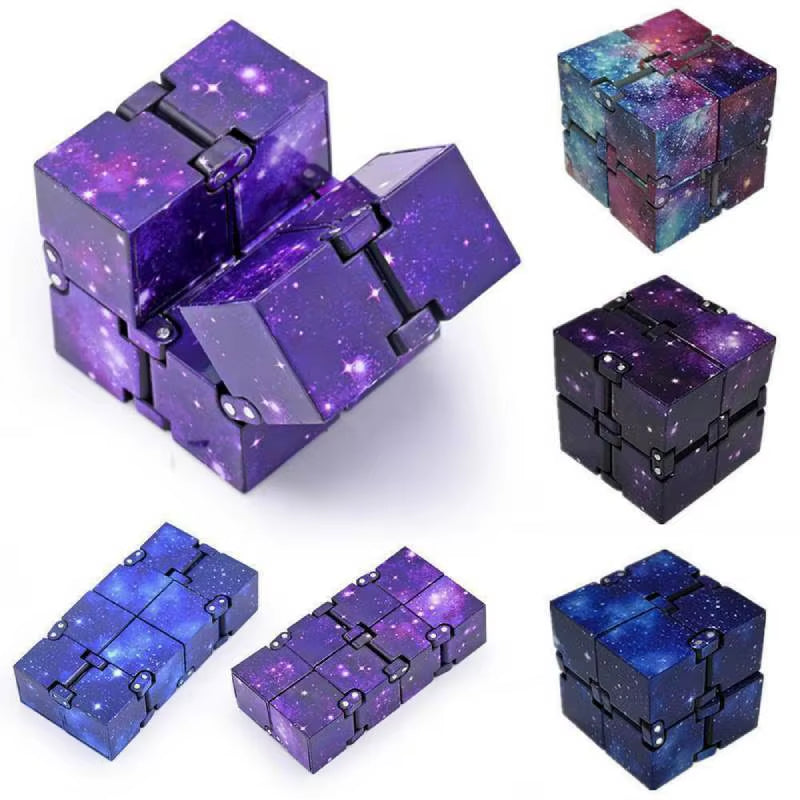 Galaxy Space Infinity Cube Fidget Cube Toy Magic Puzzle Flip Cube Fidget Finger Toys Anxiety Relief for Adults Kids ADHD Stress