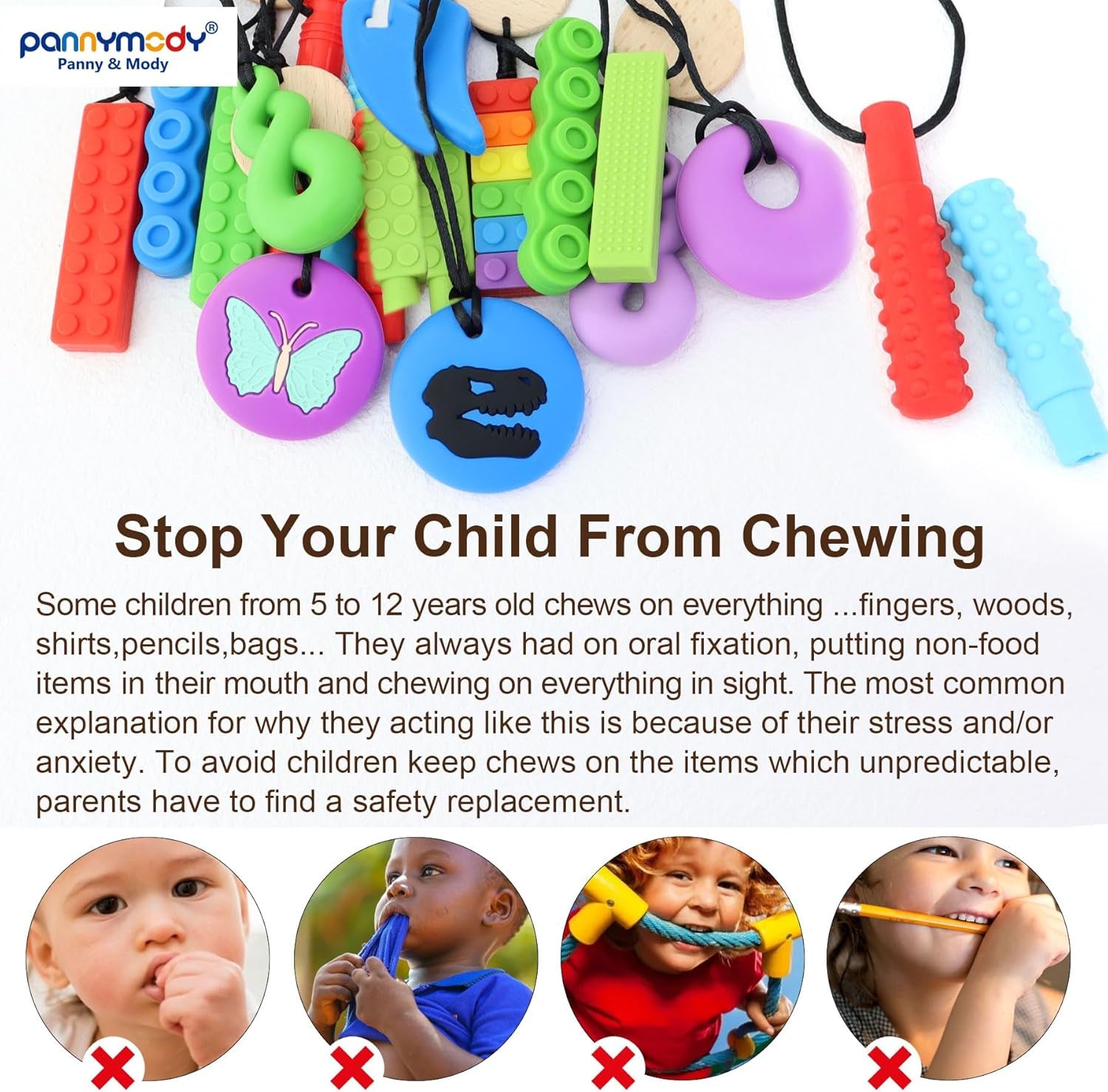 Sensory Chew Necklaces, Chewable Jewellery for Boys and Girls, Silicone Cross Teether Chewy Sticks ADHD Autism Chewing Toys Set for Kids Oral Sensory Motor Aids(Purple)