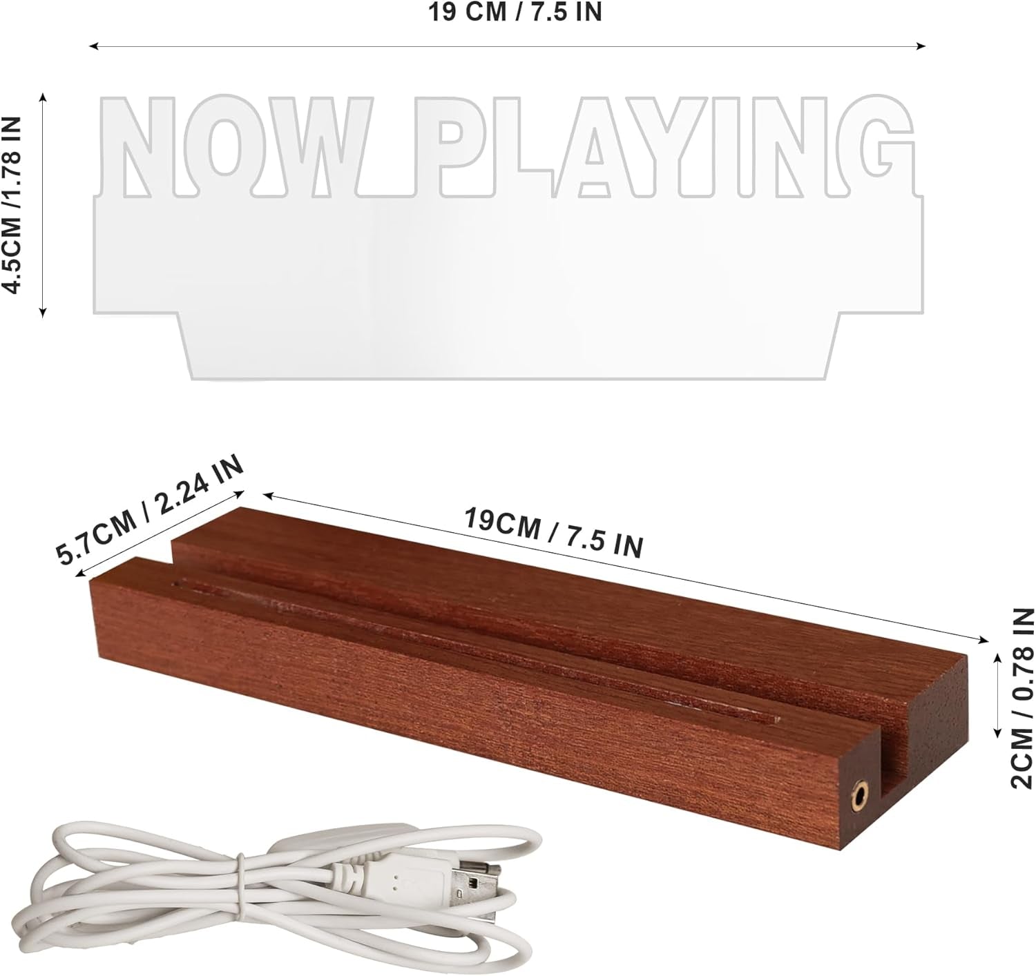 Now Playing Vinyl Record Stand Wall Mount, Light up Record Holder, Wooden Acrylic Display with Warm White Lights for Albums, Room Decor for Vinyl Lovers