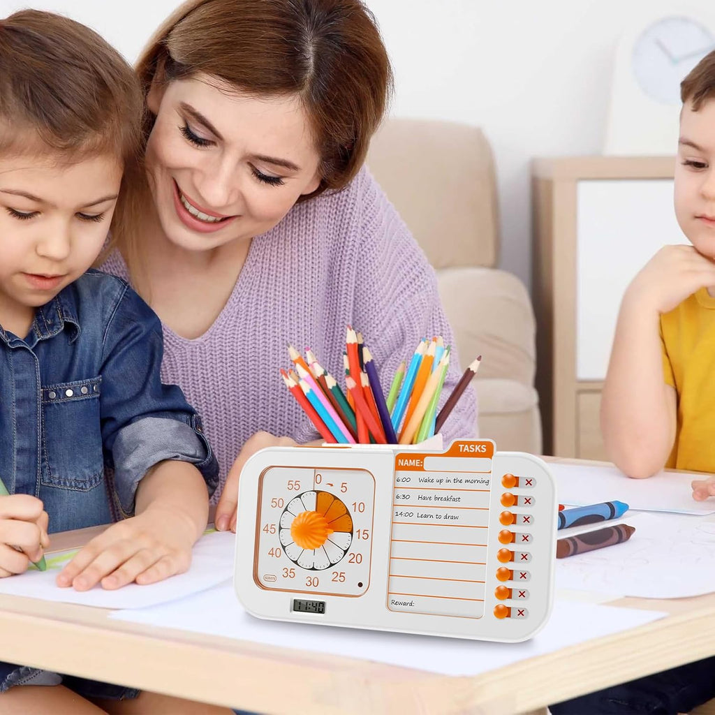 3 in 1 Visual ADHD Timer for Kids & Adults with Planning Board, Task Timer, Chore Chart & Erasable Pen, Visual Schedule Planner for Classroom, Homeschool Supplies, Home, School