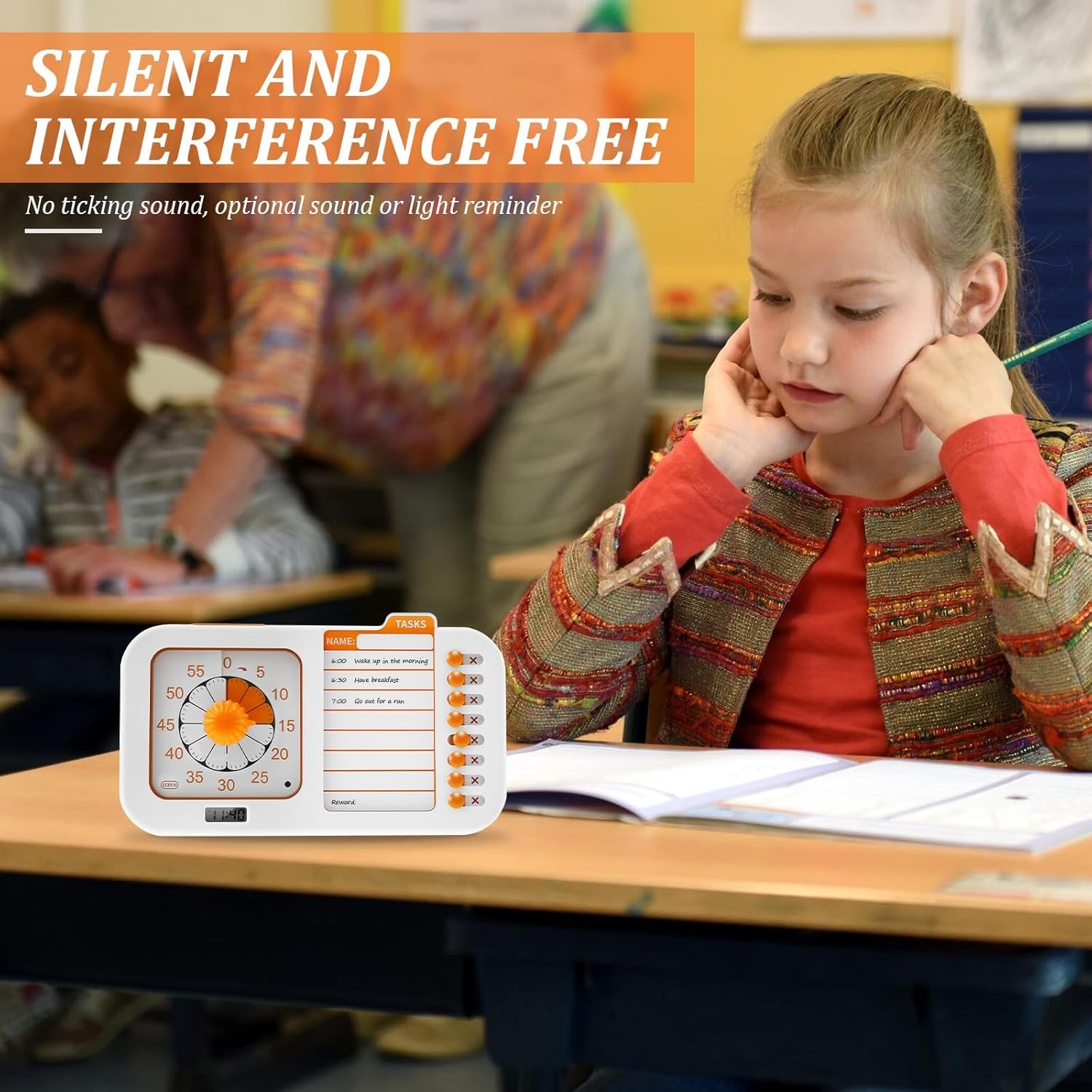 3 in 1 Visual ADHD Timer for Kids & Adults with Planning Board, Task Timer, Chore Chart & Erasable Pen, Visual Schedule Planner for Classroom, Homeschool Supplies, Home, School