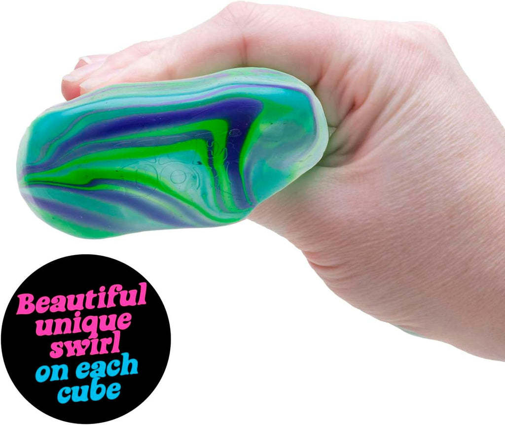 Nice Cube Swirl- Squishy Colourful Stress Toy, Soft & Stretchy Fidget for Sensory Play, Swirled Ice Cube-Inspired Design, Stress Relief for Kids & Adults, Fun Collectible, Assorted Colours