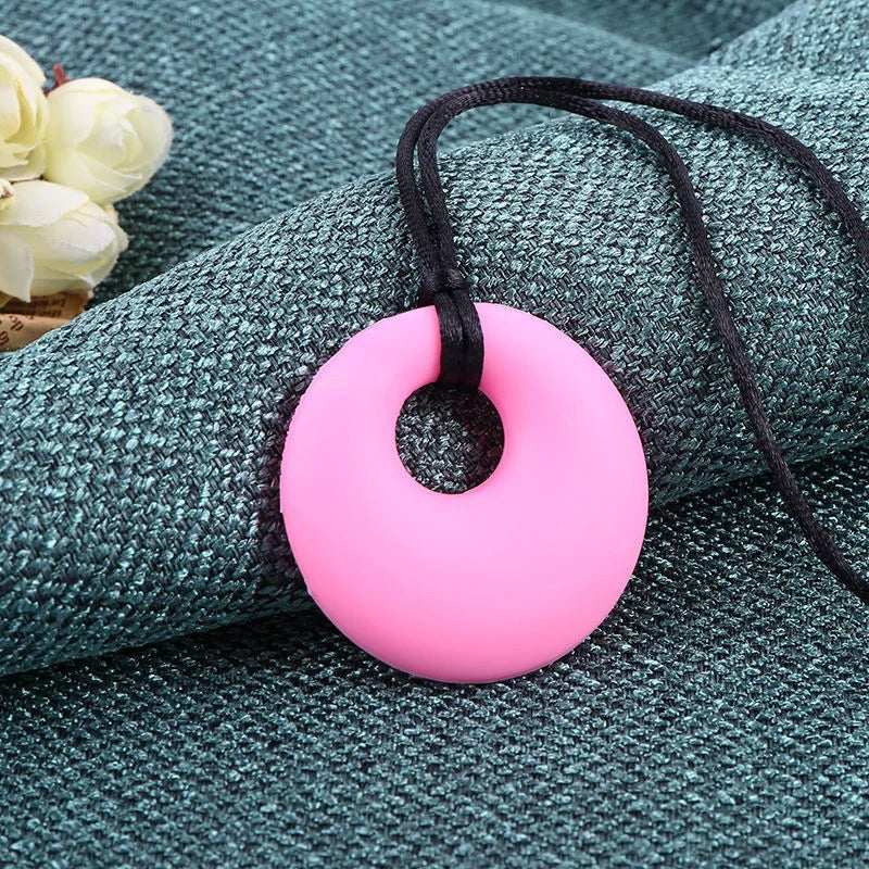 Silicone Chew Pendant Sensory Teether Necklace Kids Silicone Chewy Toys Bite and Chew Baby Care BPA Free Beads