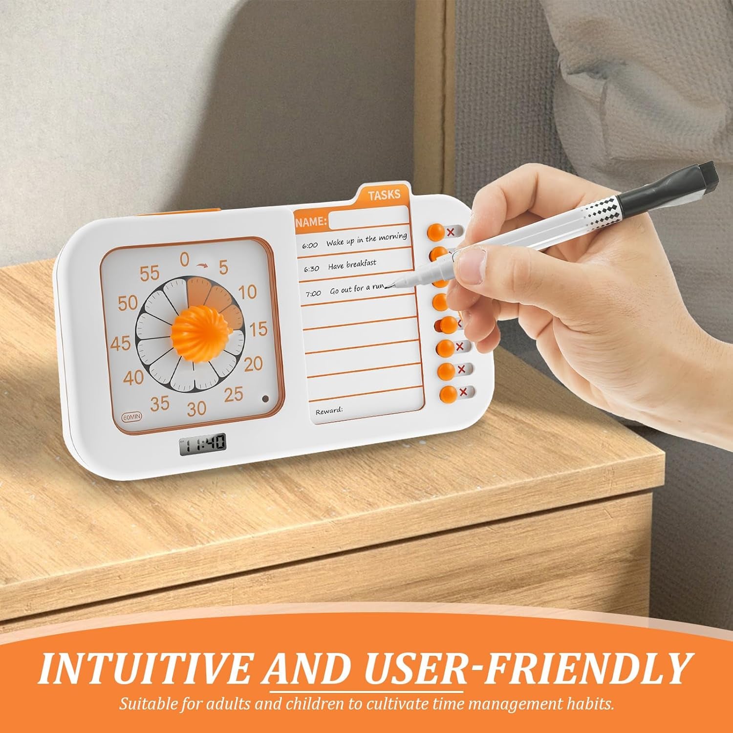 3 in 1 Visual ADHD Timer for Kids & Adults with Planning Board, Task Timer, Chore Chart & Erasable Pen, Visual Schedule Planner for Classroom, Homeschool Supplies, Home, School