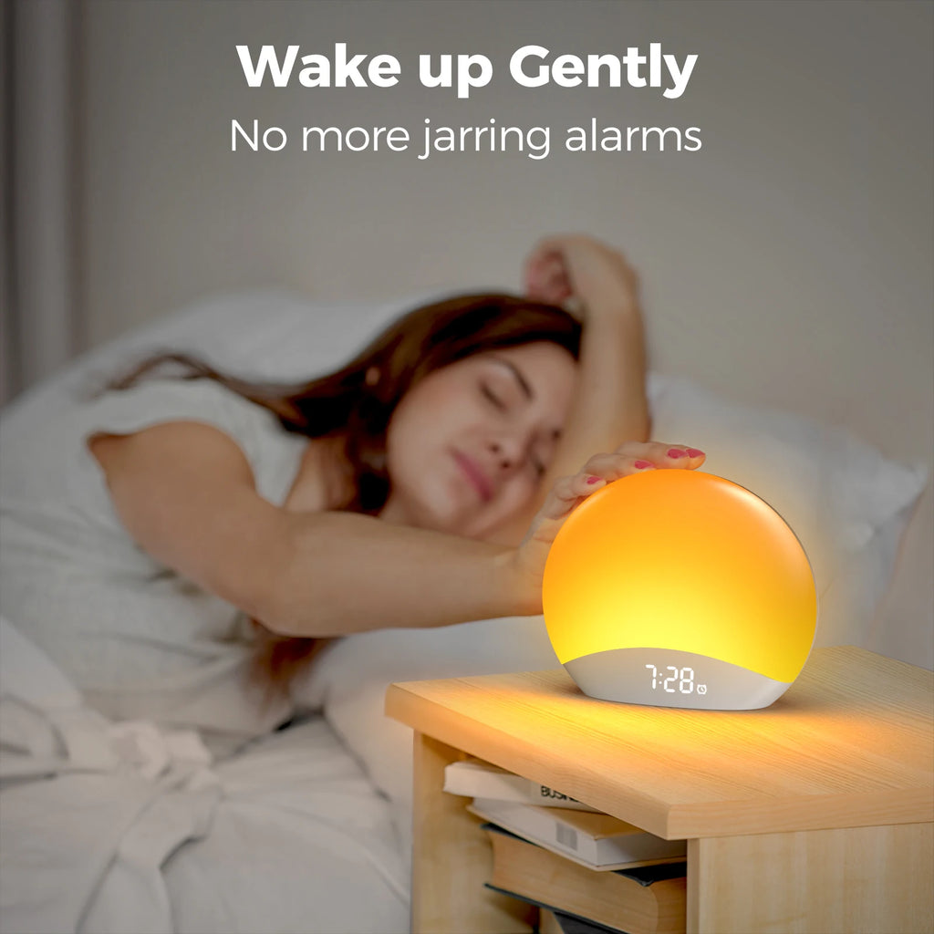 Sunrise Alarm Clock, Dimmable with variable tones, light settings and sleep sounds